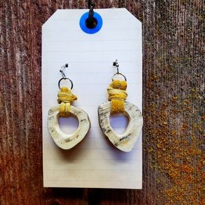 Deer Antler Hoop Earrings with Leather Buckskin Accents